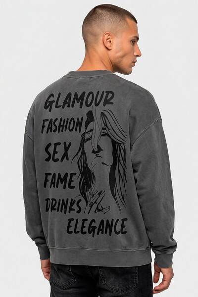 Foto Blusa oversized de moletom estonado chumbo Glamour