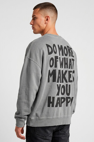 Foto Blusa oversized de moletom estonado cinza Do More