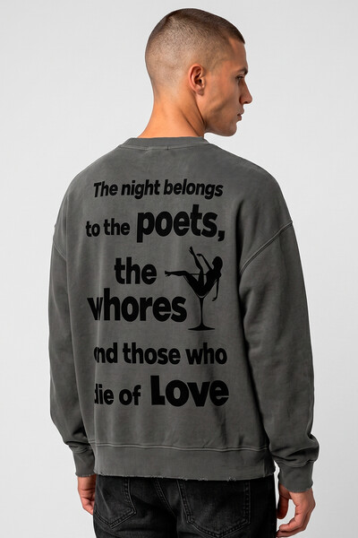 Foto Blusa oversized de moletom estonado chumbo Poets