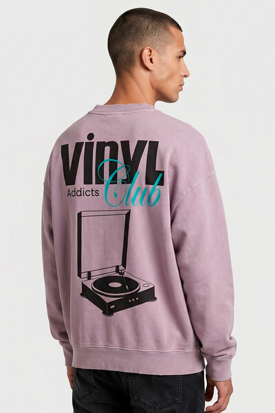 Foto Blusa oversized de moletom estonado lilás Vinyl