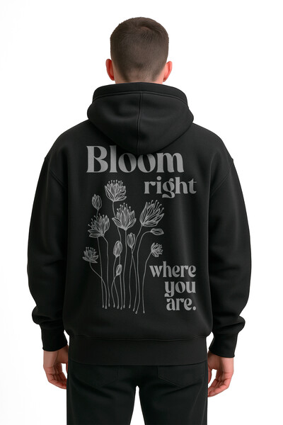 FotoBlusa puff de moletom preto Bloom