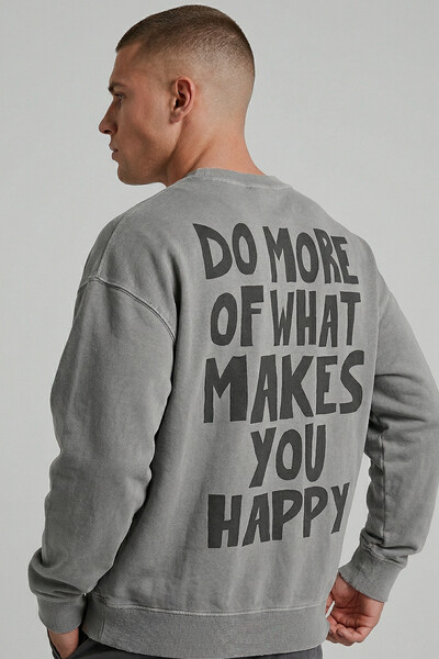 Foto Blusa oversized de moletom estonado cinza Do More