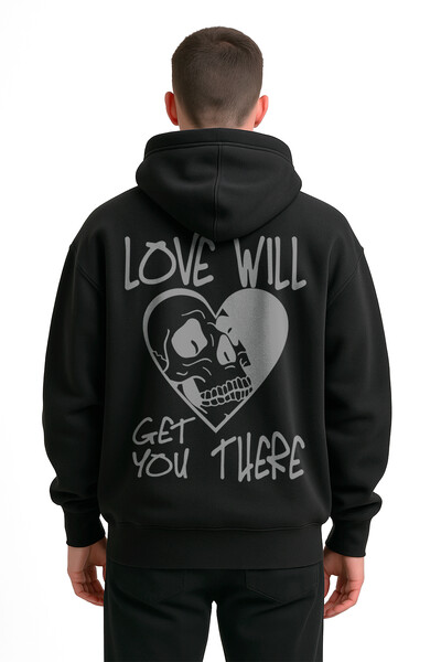 FotoBlusa puff de moletom preto Love Will