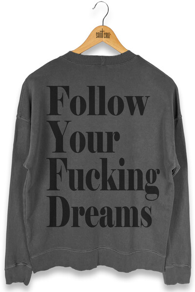 Foto Blusa oversized de moletom estonado chumbo Dreams Back