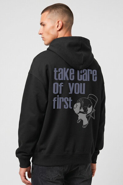 Foto Blusa puff de moletom preta Take Care