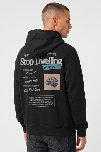 Foto Blusa puff de moletom preta Stop Dewelling