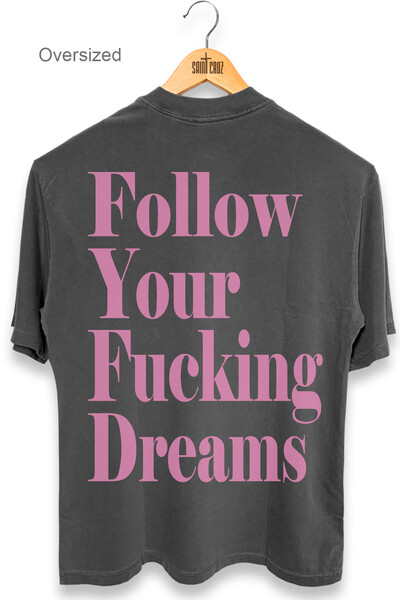 Foto Camiseta oversized estonada chumbo Dreams Back (Rosa)