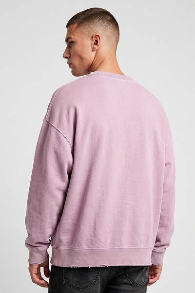 Foto Blusa oversized de moletom estonado lilás Skull