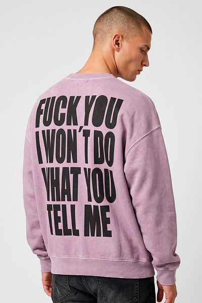 Foto Blusa oversized de moletom estonado lilás Tell Me