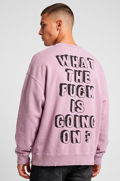 Foto Blusa oversized de moletom estonado lilás Now