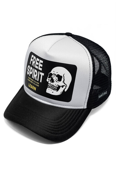 Foto Boné trucker retrô branco e preto Free Spirit