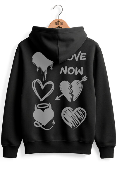 Foto Blusa puff de moletom preto Love Now