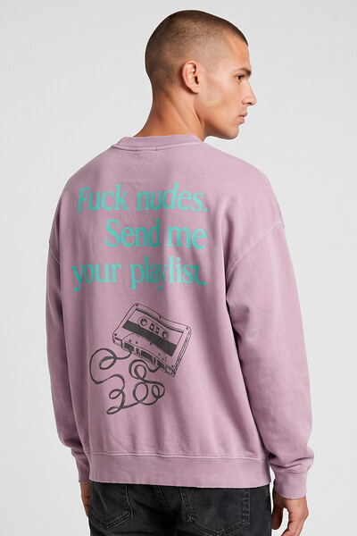 Foto Blusa oversized de moletom estonado lilás Send