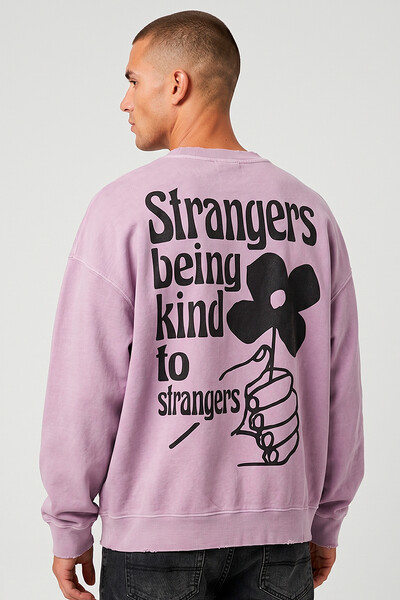 Foto Blusa oversized de moletom estonado lilás Being