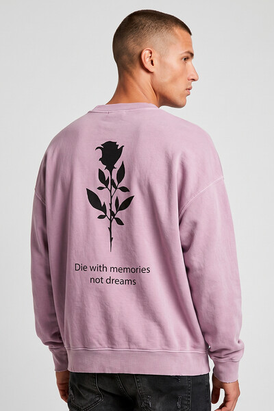 Foto Blusa oversized de moletom estonado lilás Memories