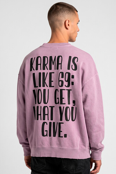 Foto Blusa oversized de moletom estonado lilás Karma