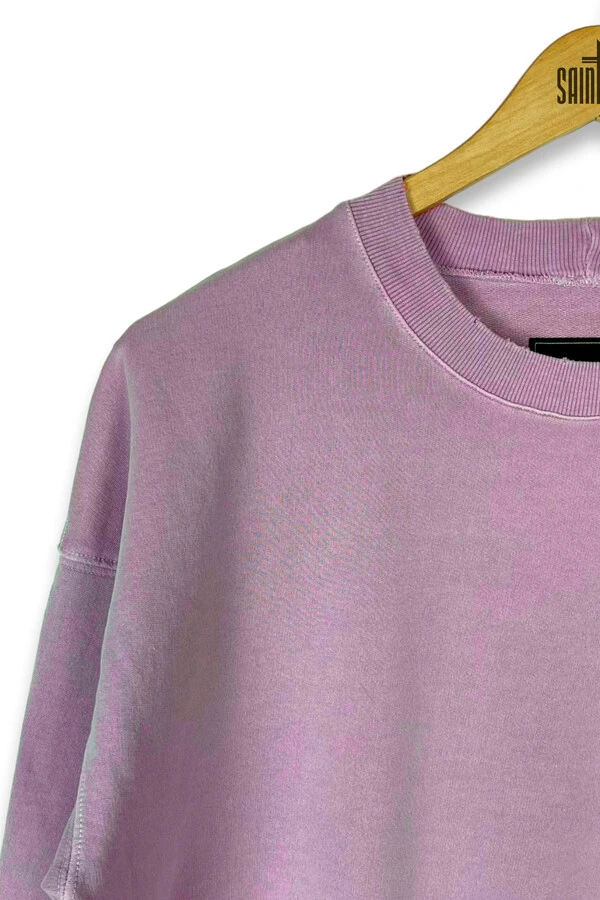 Blusa oversized de moletom estonado lilás Enjoy The Silence Front