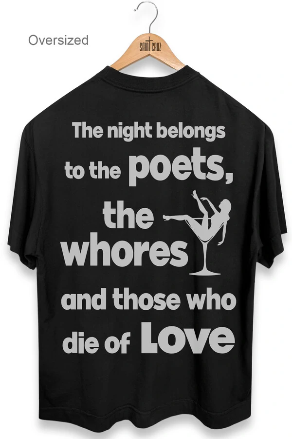 Camiseta oversized preta Poets