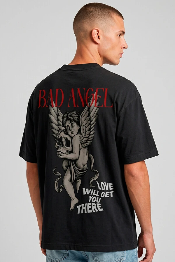 Camiseta oversized preta Bad Angel Collors