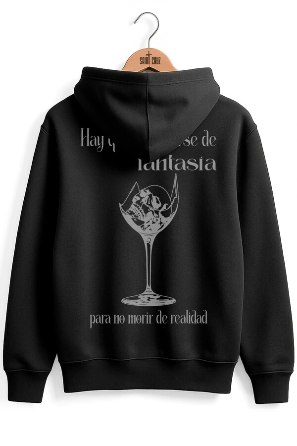 Blusa puff de moletom preto Drink