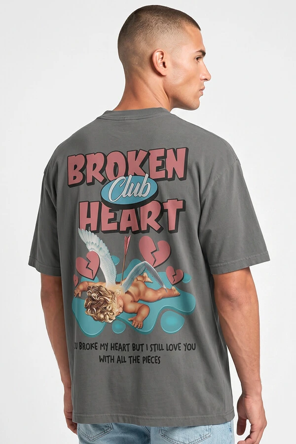 Camiseta oversized estonada chumbo Broken Heart