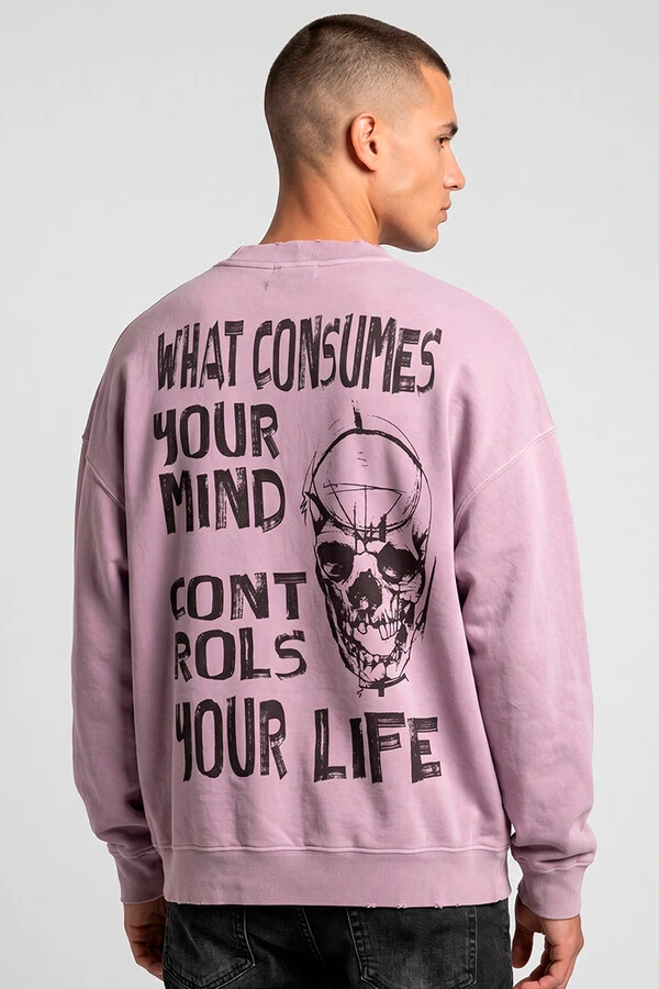 Blusa oversized de moletom estonado lilás Controls