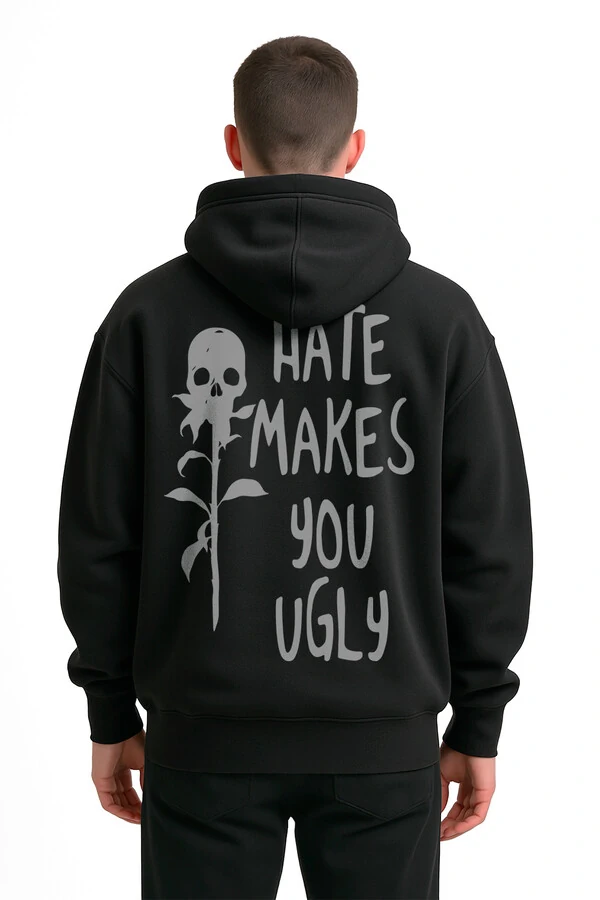 Blusa puff de moletom preto Hate