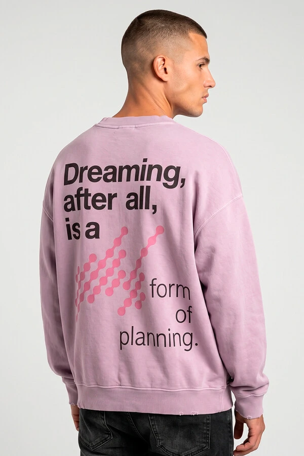 Blusa oversized de moletom estonado lilás Dreaming