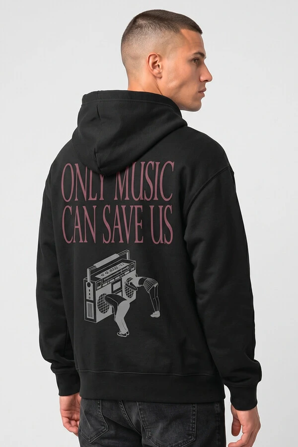 Blusa puff de moletom preta Only Music