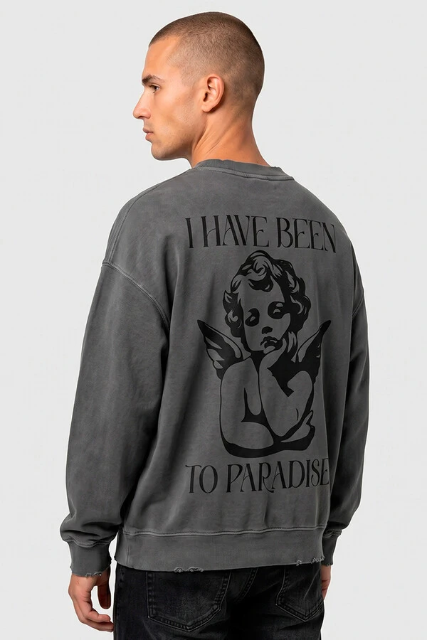Blusa oversized de moletom estonado chumbo Paradise