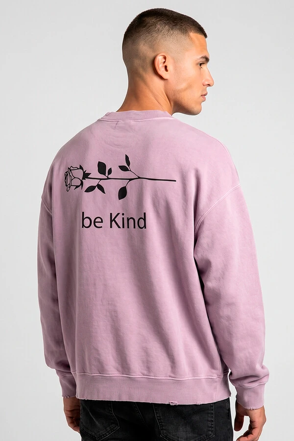 Blusa oversized de moletom estonado lilás Be Kind