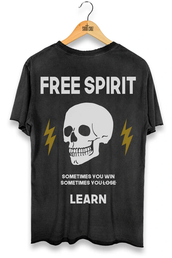 Camiseta preta Free (Branco e Amarelo)