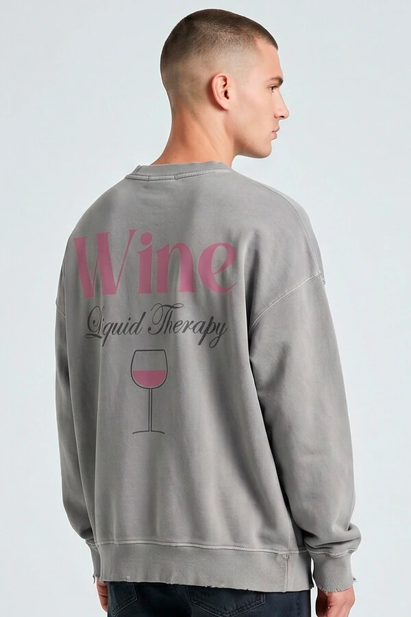 Blusa oversized de moletom estonado cinza Wine