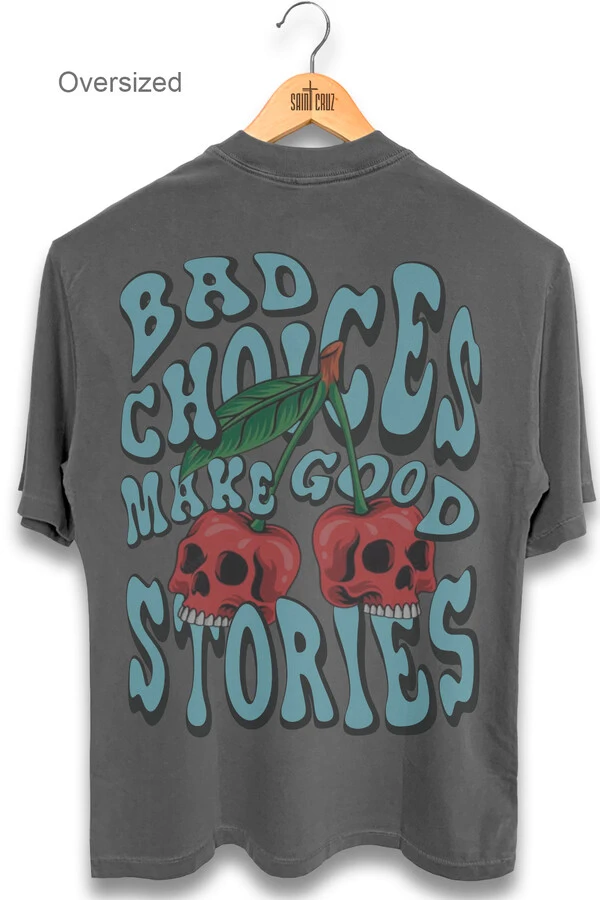 Camiseta oversized estonada chumbo Cherry
