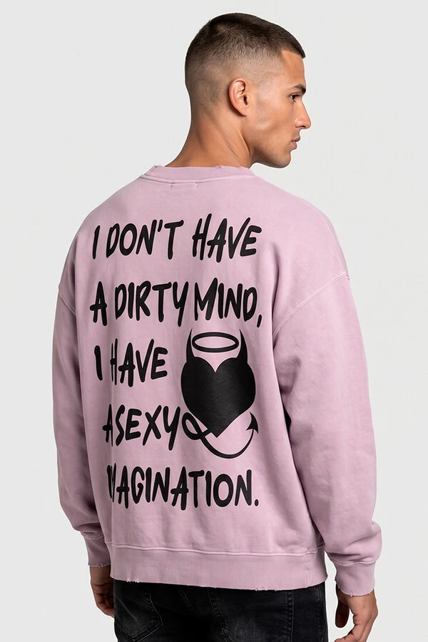 Blusa oversized de moletom estonado lilás Dirty Mind