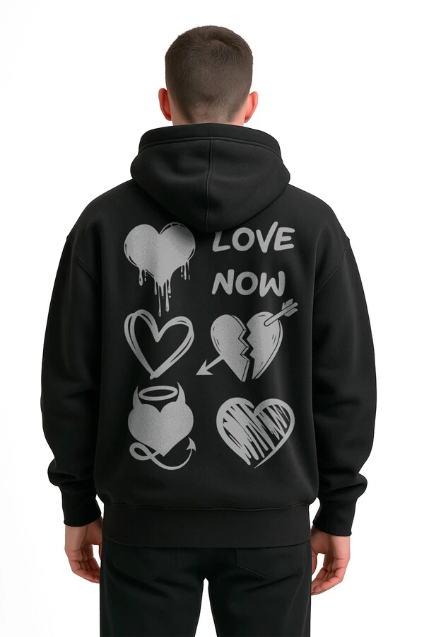 Blusa puff de moletom preto Love Now