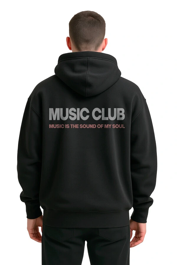 Blusa puff de moletom preto Music Club