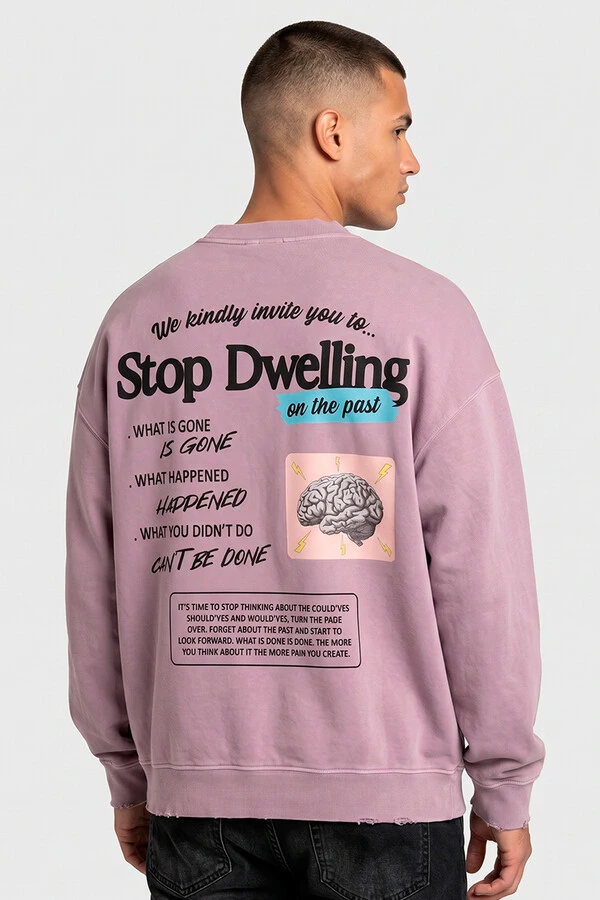 Blusa oversized de moletom estonado lilás Stop Dwelling