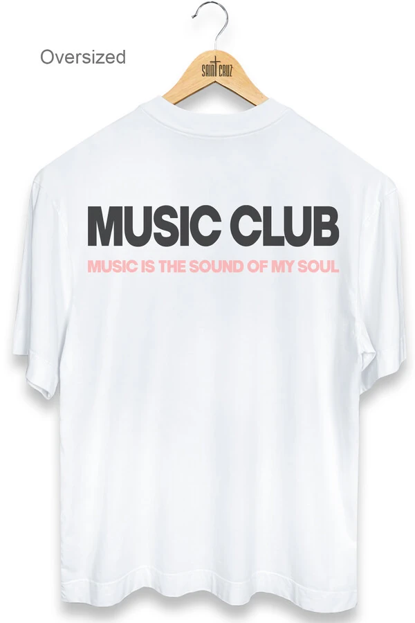 Camiseta oversized branca Music Club