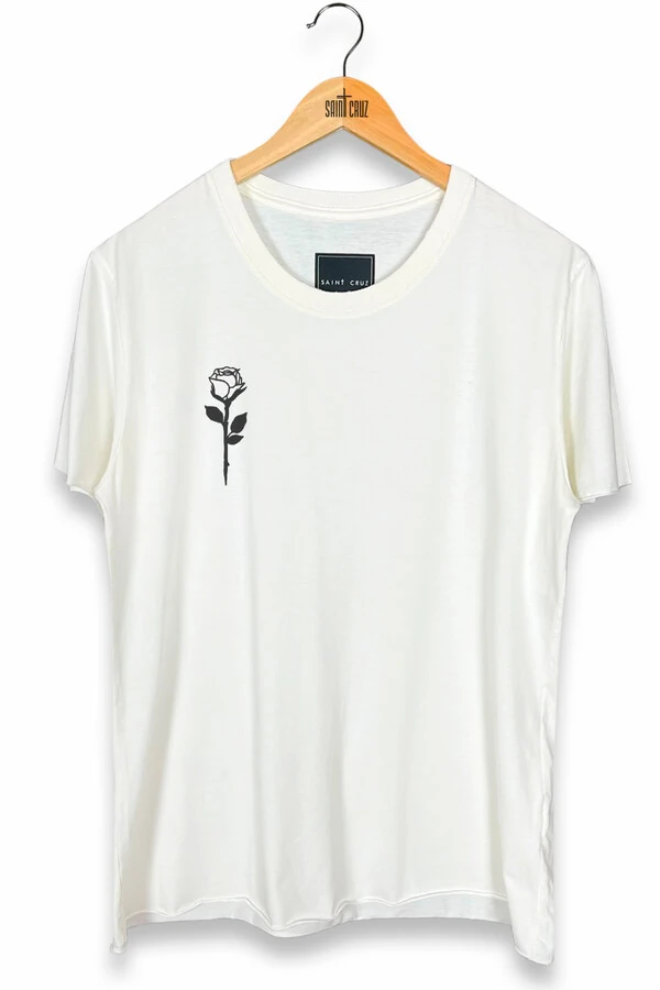 Camiseta estonada off white Rose front Outlet