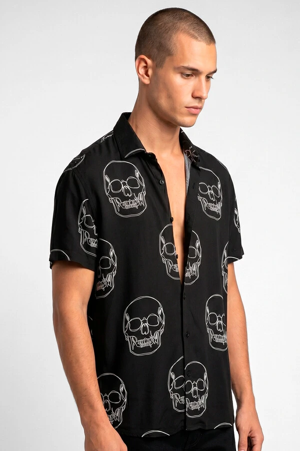 Camisa de viscose Skull