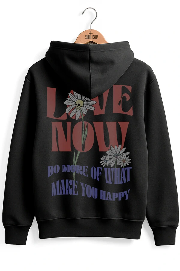 Blusa puff de moletom preta Love Now Collors