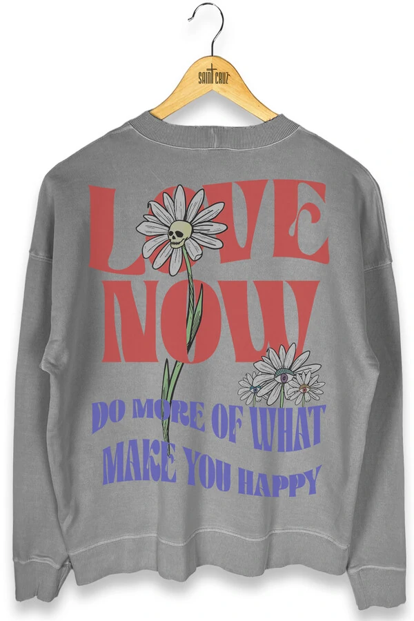 Blusa oversized de moletom estonado cinza Love Now Collors
