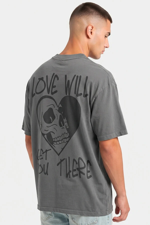 Camiseta oversized estonada chumbo Love Will