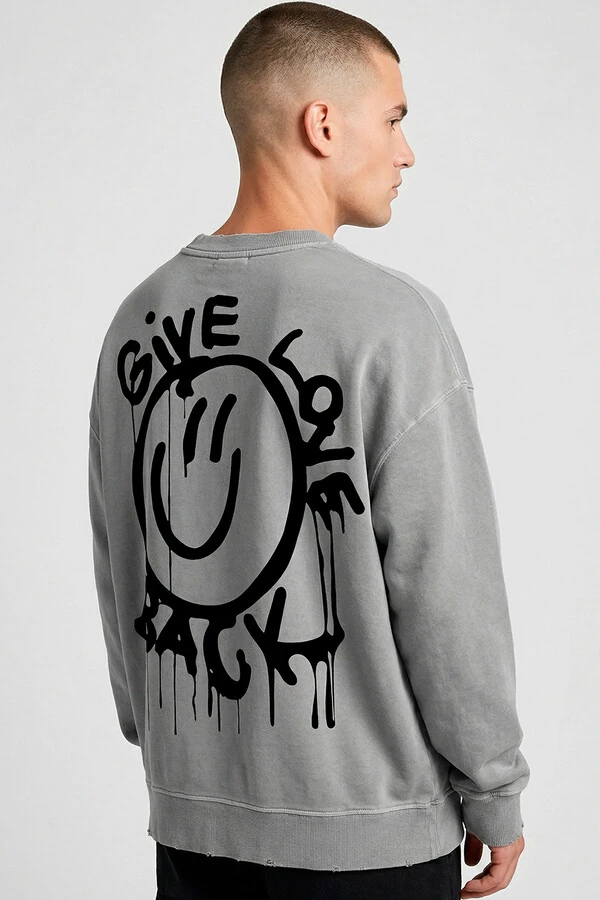 Blusa oversized de moletom estonado cinza Give