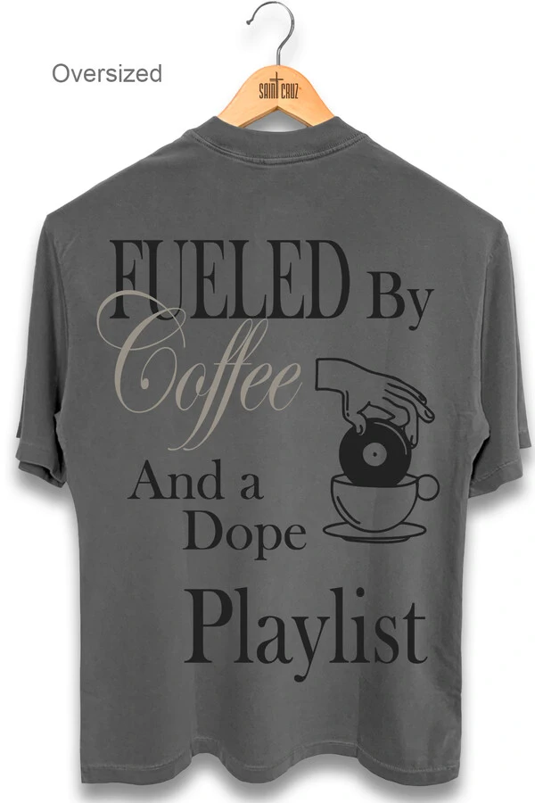 Camiseta oversized estonada chumbo Playlist