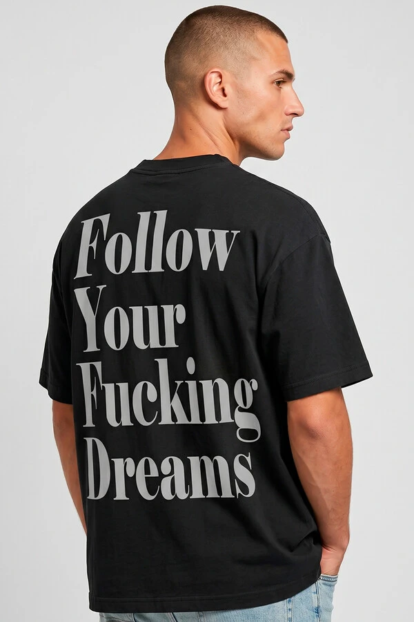 Camiseta oversized preta Dreams Back