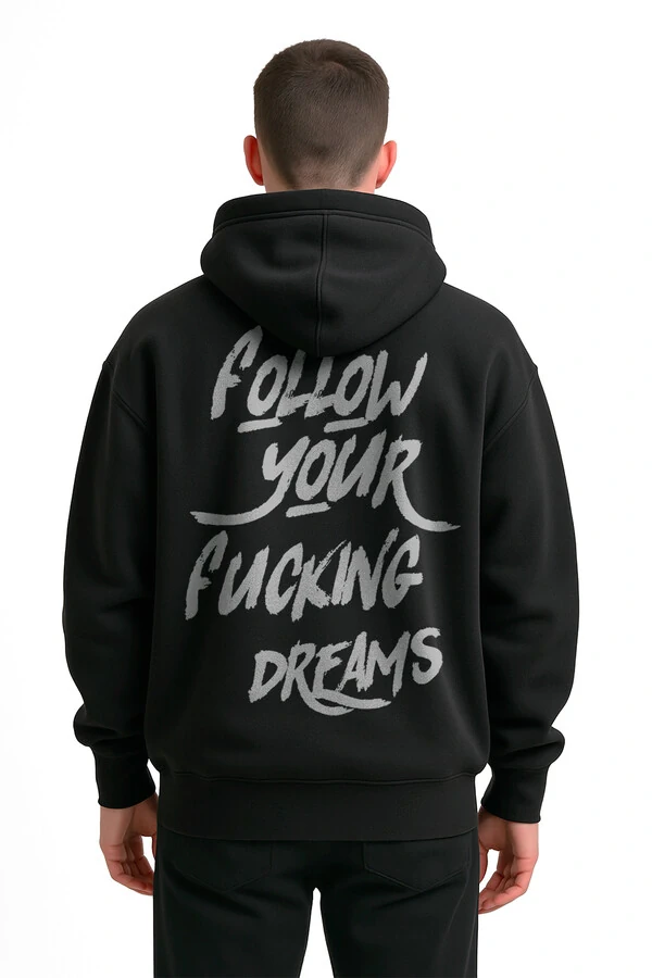 Blusa puff de moletom preto Dreams Back