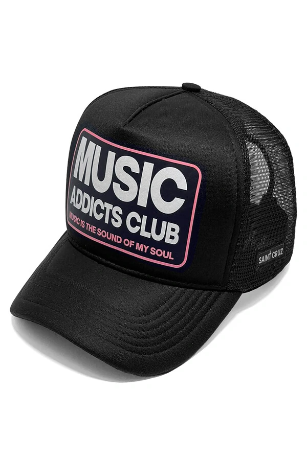 Boné trucker retrô preto Music Club