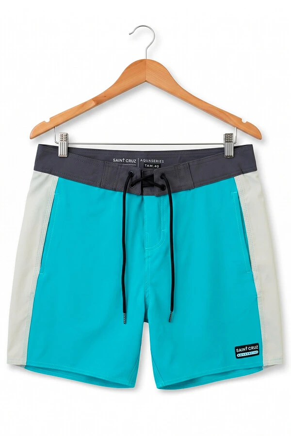 Bermuda retrô line Turquesa e Off White
